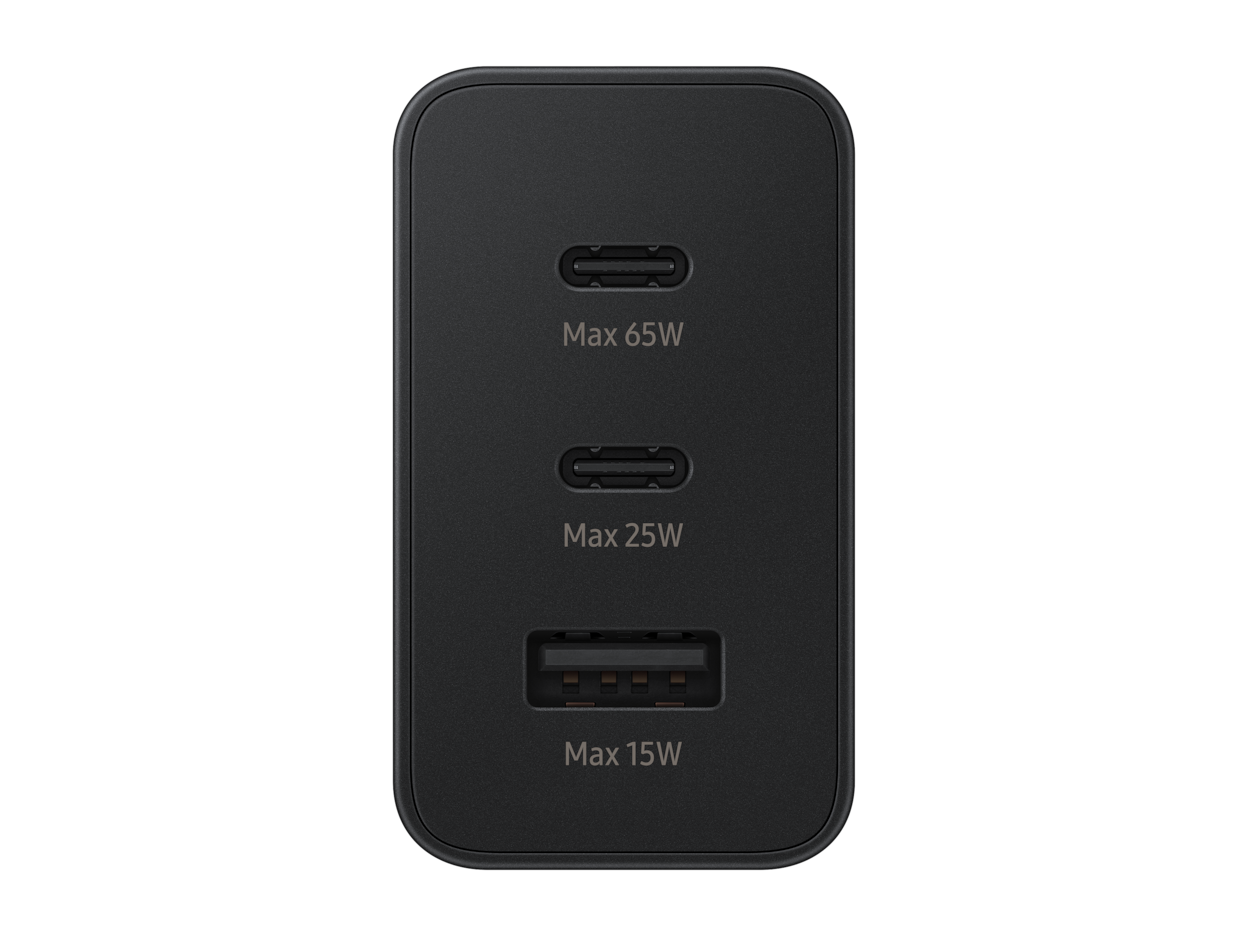 محول طاقة trio بقوة 65 وات 3 منافذ لشحن 3 اجهزه في نفس الوقت - لون اسود - trio 65w power adapter