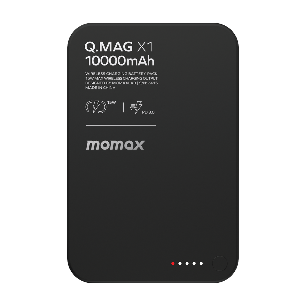  باور بنك وايرلس ماجنتك مقاس 13mm نحيف للغايه بسعة 10000mah - الجيل التاني - ضمان 18 شهر - q.mag x1 qi2 magnetic لون اسود