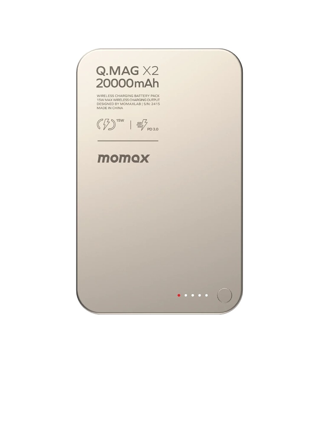 باور بنك وايرلس ماجنتك مقاس 22mm حجم اكبر بسعة 20000mah لون ذهبي