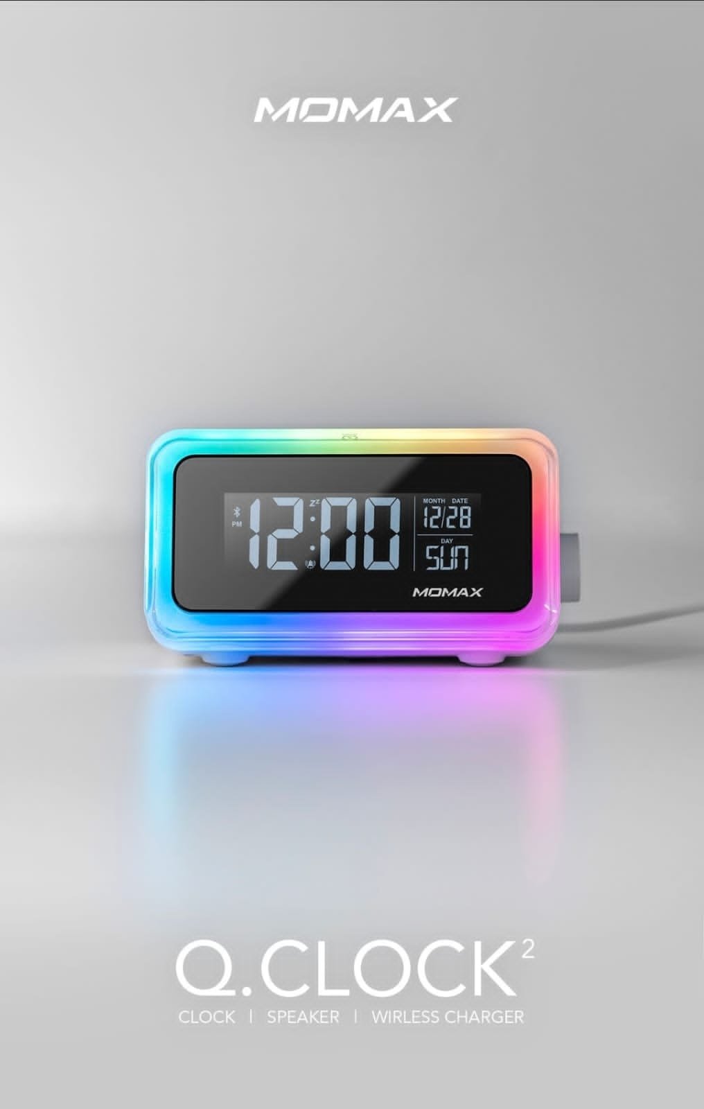 شاشه رقميه كبيره led إضائه خلفيه شاحن لاسلكي سبيكر q clock 2
