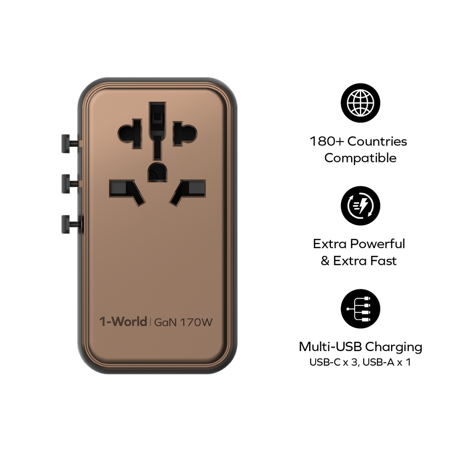 "1-world i dreamer pd 170w gan  4 ports + ac travel adapter "  راس شاحن من مومكس 4 مخارج 170واط جديد جميع منتجات مومكس ضمان 18 شهر