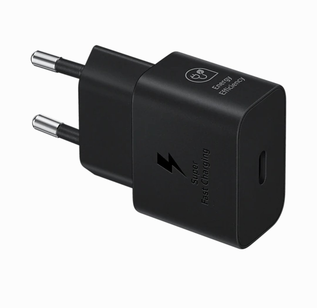 ادابتور سامسونج 25w إصدار جديد فائق السرعه t2510 خاصيه gan technology. صغير الحجم  لون - اسود