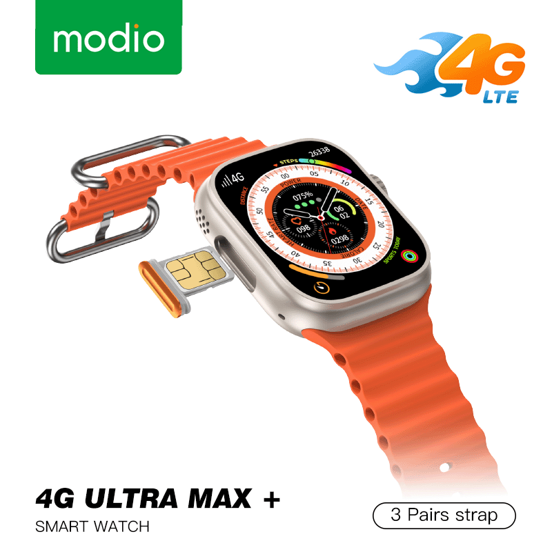 ساعة ذكيه بشريحة اتصال - شاشه كبيره - أداء اقوي - تقنيات متقدمة بين يديك modio 4g ultra max plus